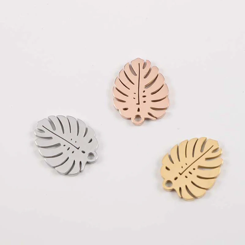 

20pcs/Lot Stainless Steel Mirror Polished Tree Leaf Charms For DIY Jewelry Making Necklace Earring Accessories