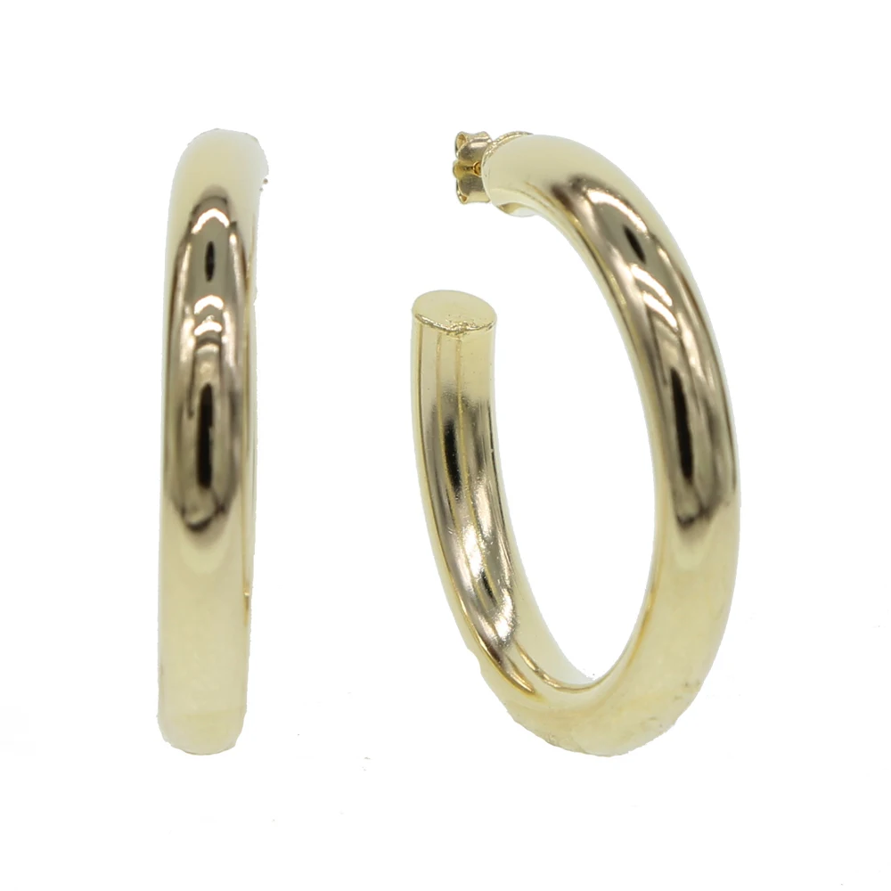 6*45 мм Гладкие полые серьга в виде обруча золотой и серебряный цвета классические