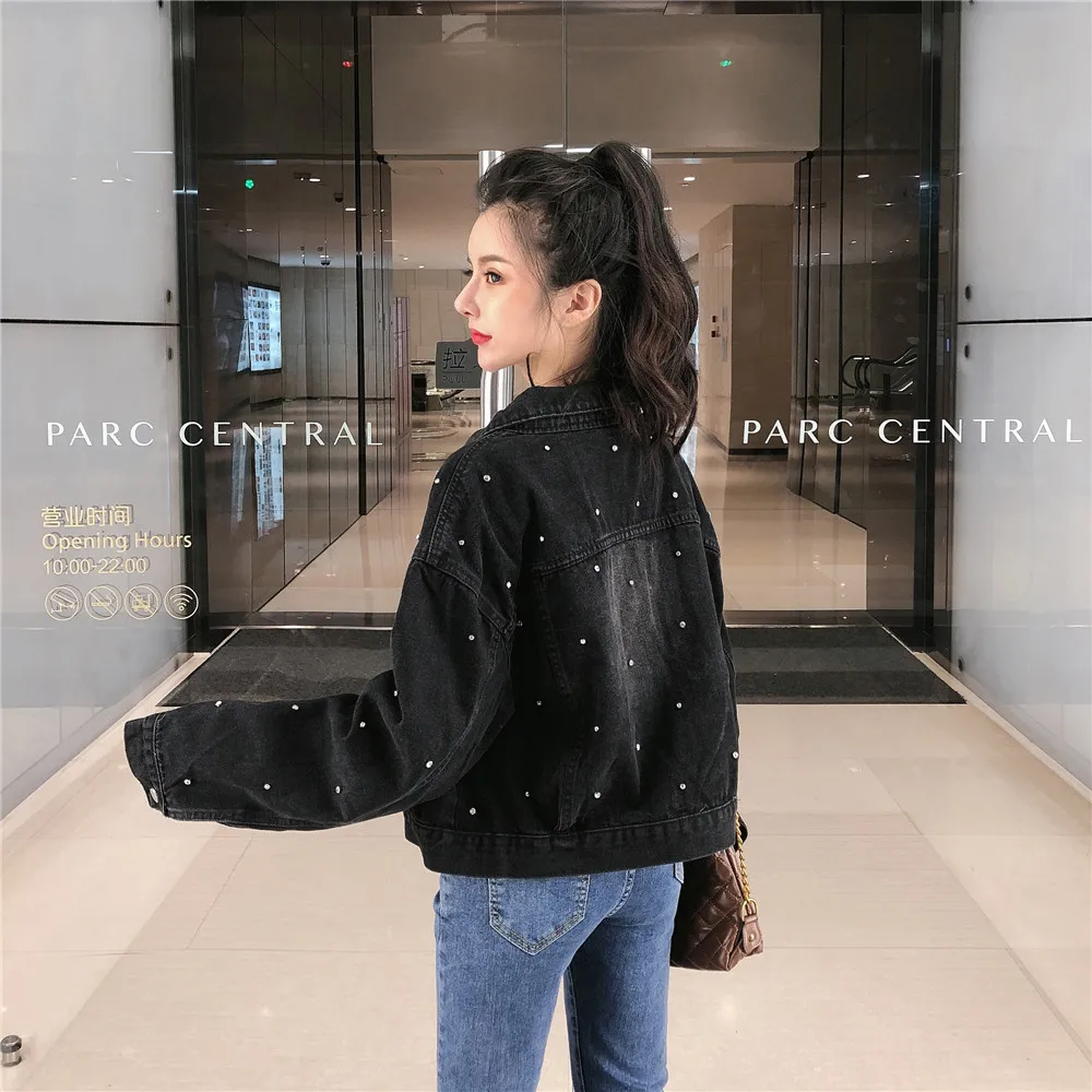 Куртка женская джинсовая короткая свободного кроя винтажная верхняя одежда из