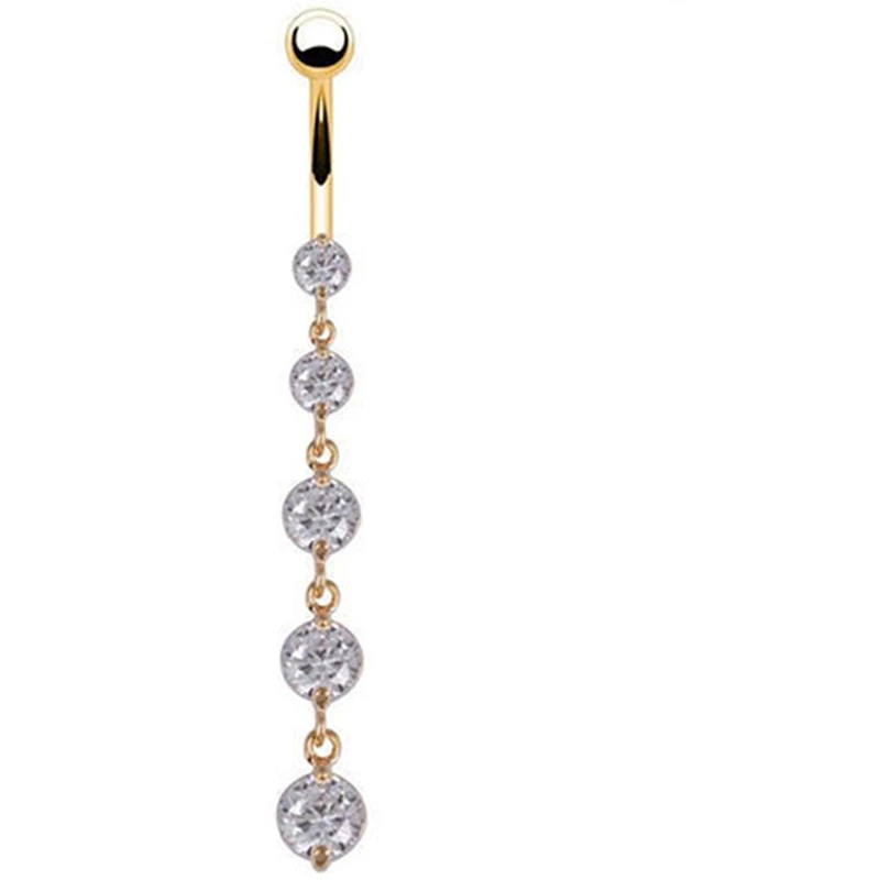 

1Pcs Crystal Piercing Navel Alloy Rhinestone Belly Button Rings Navel Piercing Ombligo Drop Tassel Nombril Body Piercing Rings