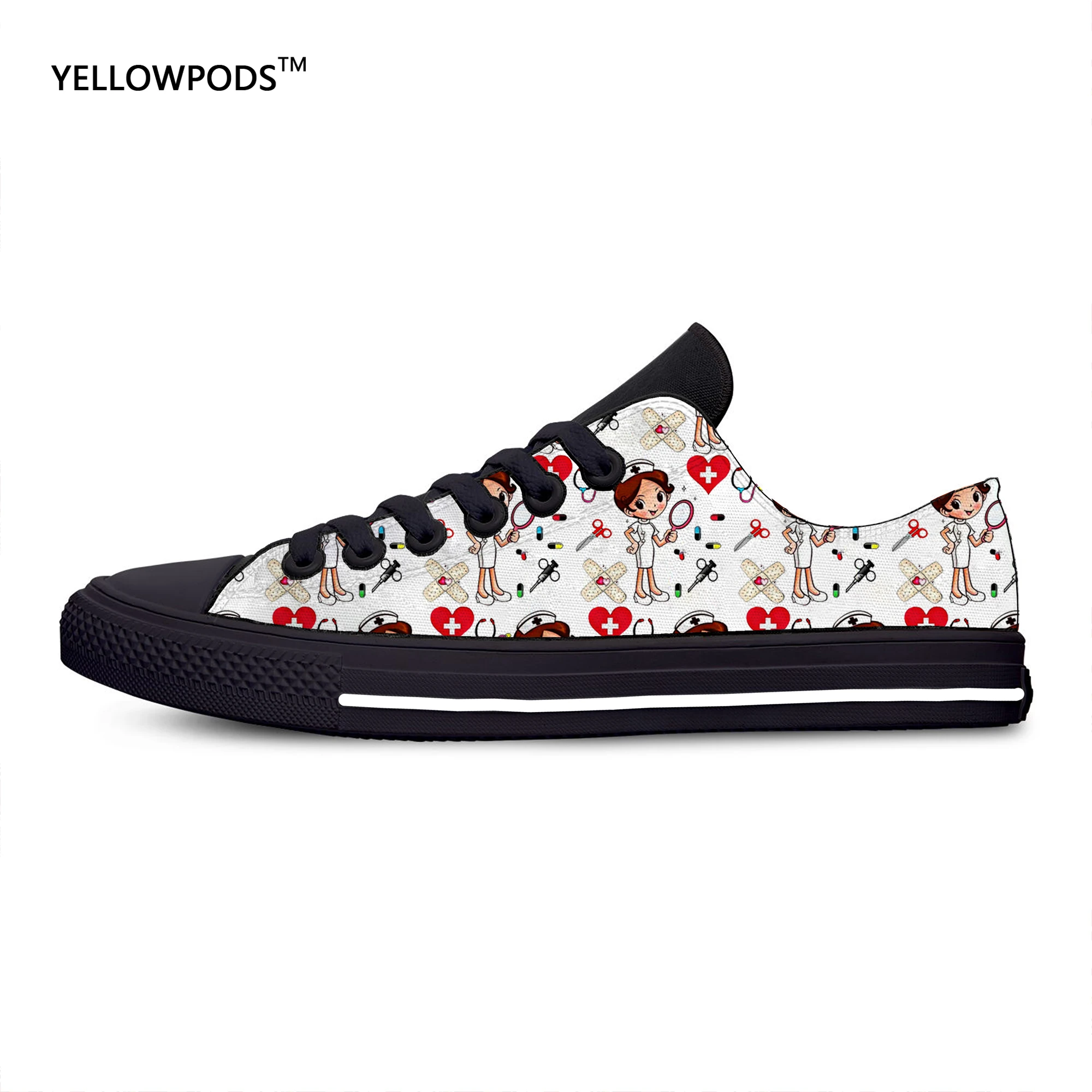 

Yellowpods Spring Nurse Flat Shoes Women Cute Cartoon Nurses Printed Women's Sneakers Shoes Breath Mesh Flats Zapatos De Mujer