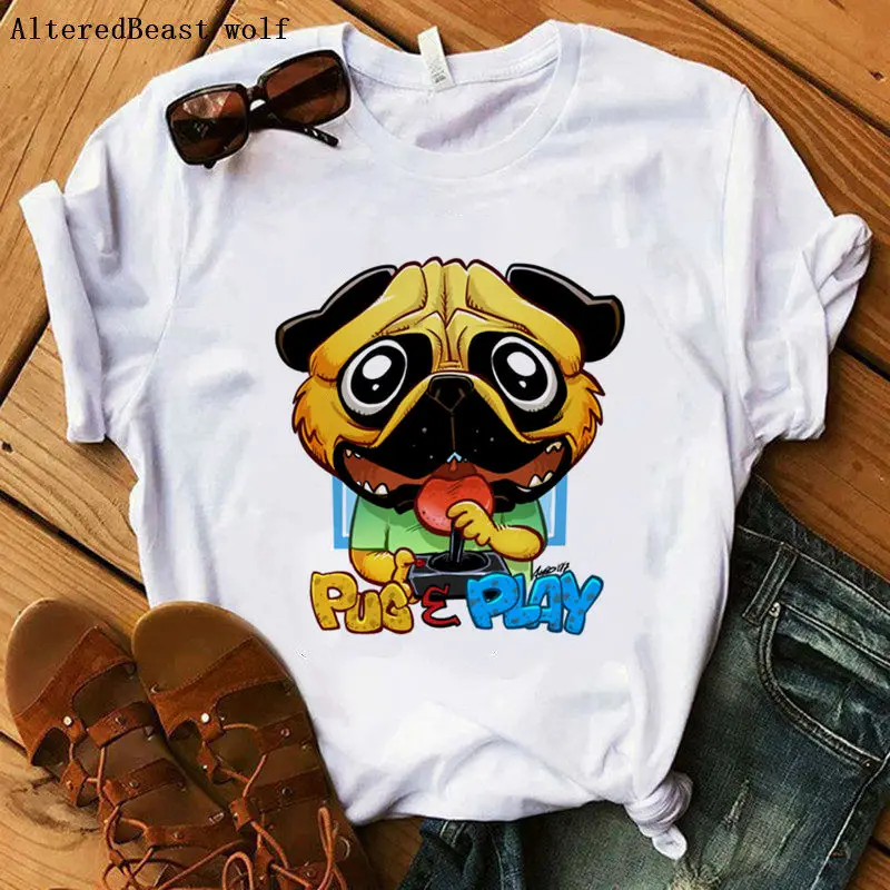 Portrait French Bulldog print pug women casual t shirt fashion short sleeve tee harajuku streetwear female vogue tops 2019 | Женская