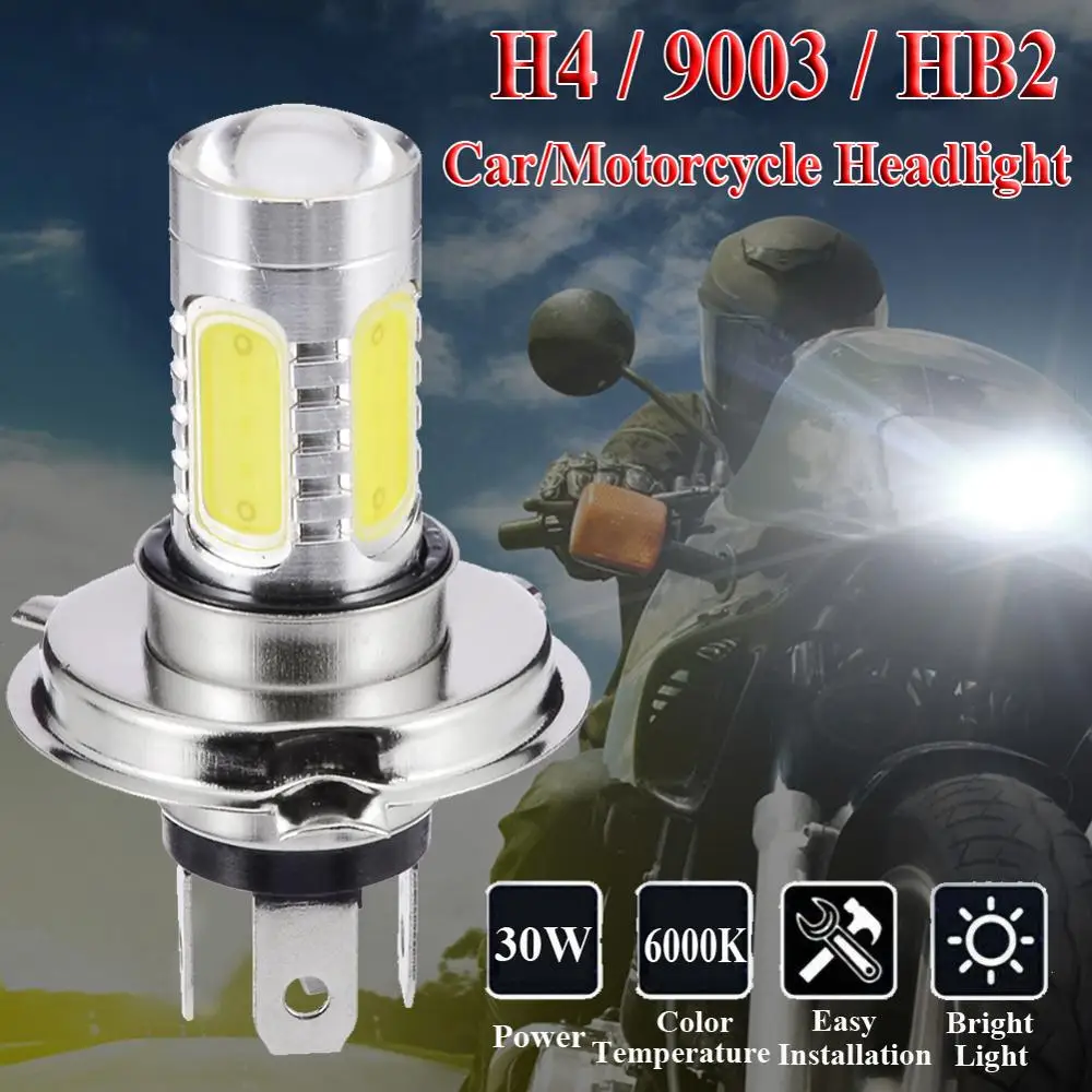 H4 9003 6000K Автомобильный светодиодный противотуманный фонарь высокой мощности COB
