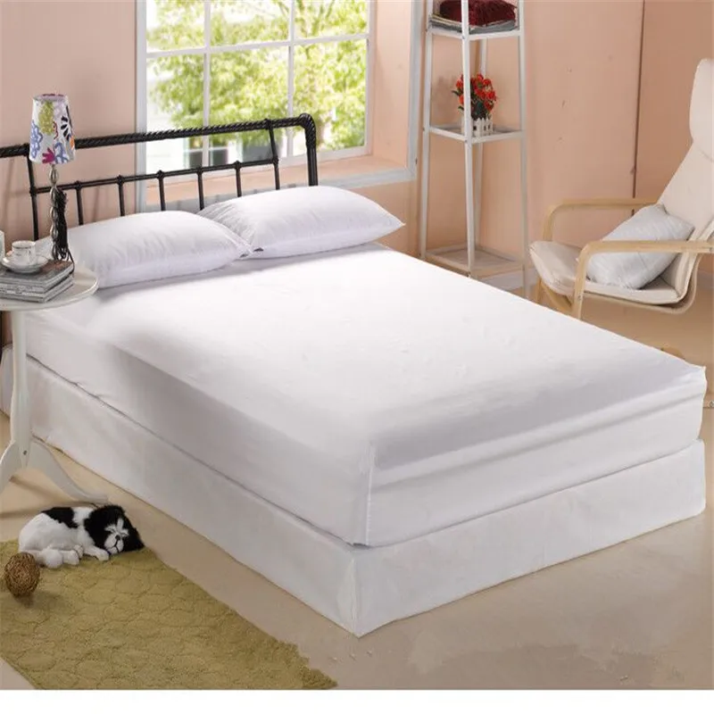 

1pc Black & White 100% Polyester Solid Fitted Sheet Mattress Cover Four Corners With Elastic Band Bed Sheet