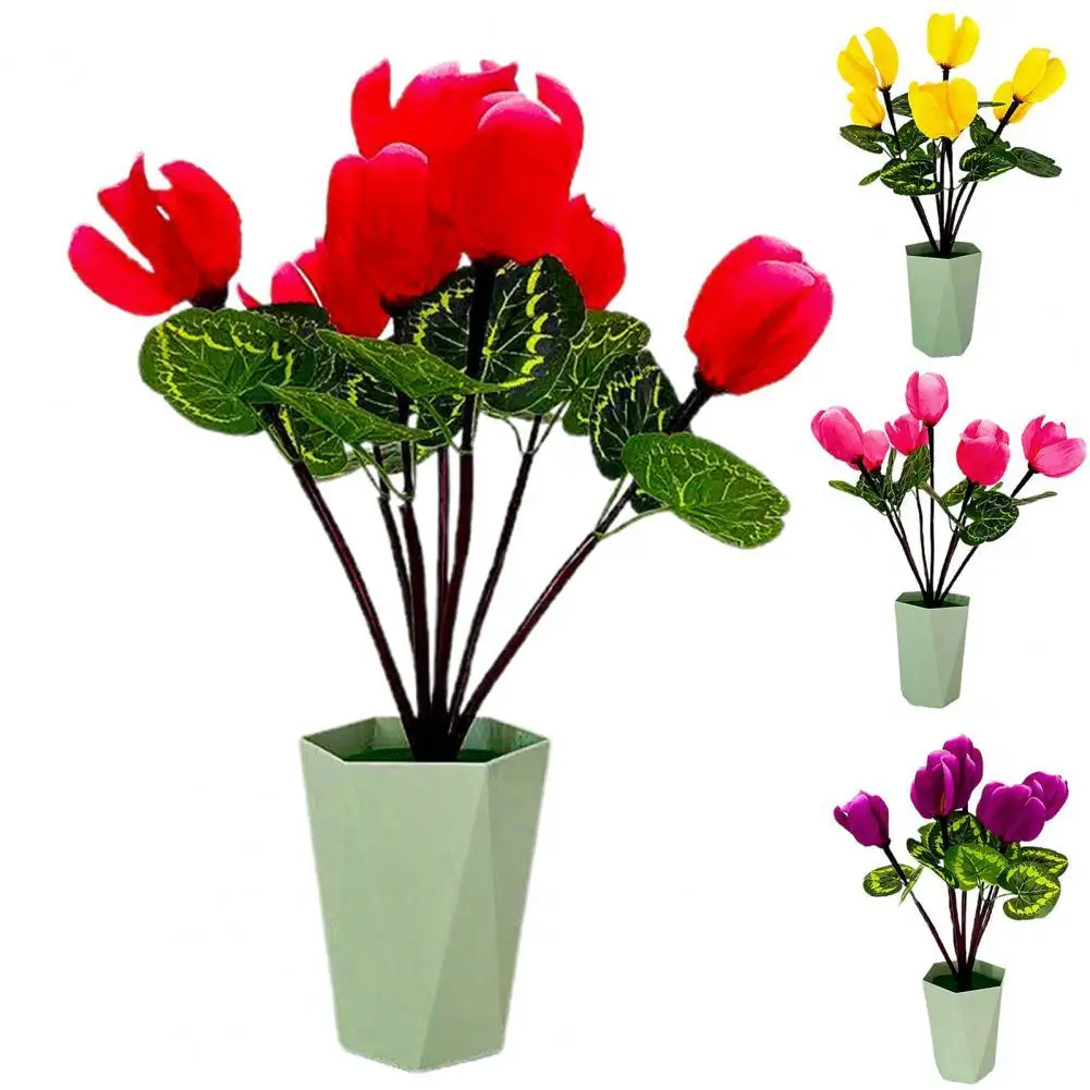 

1 Set Fake Flower Vivid Anti-fade 4 Colors Table Potted Ornaments for Home