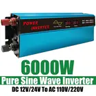 Инвертор немодулированного синусоидального сигнала, преобразователь напряжения постоянного тока 12 В24 В переменного тока 110 В220 В 6000 Вт, автомобильный инвертор с ЖК-дисплеем