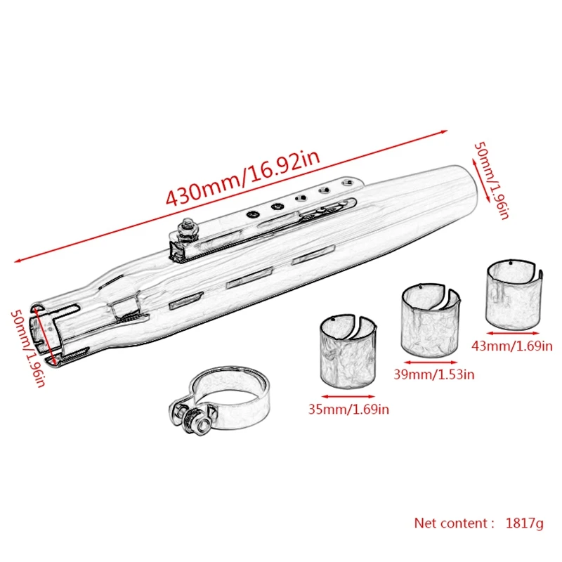 Универсальный 17 дюймов глушитель выхлопной трубы мотоцикла наконечник Ретро