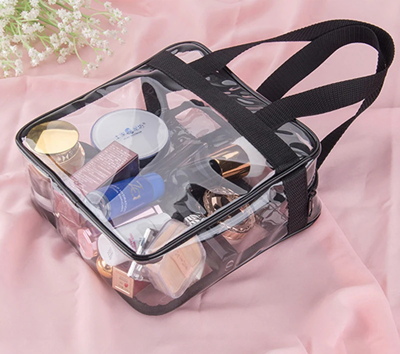 

New Arrival Lady Large Clear Cosmetic Storage Bag Women Transparent PVC Travel Cosmetic Bag Zipper Tote Bag