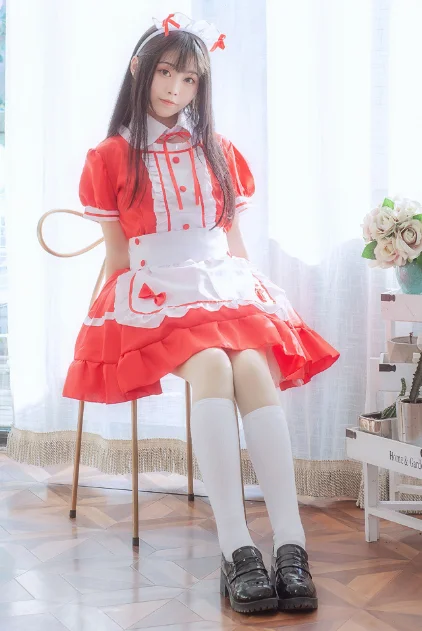

New Sexy Sweet Gothic Lolita Dress French Maid Costume Anime Cosplay Sissy Maid Uniform Plus Halloween Costumes For Women