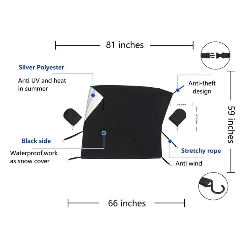 Зимний автомобильный чехол для защиты от снега лобовое стекло солнцезащитный