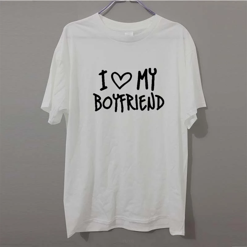 I Love My Girlfriend черная футболка бойфренда для мужчин и женщин Повседневная хлопковая