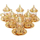 Турецкий, османский аутентичный дизайн, турецкий греческий сервиз для чая чайный набор в арабском стиле 6, тарелки и крышки, подарок