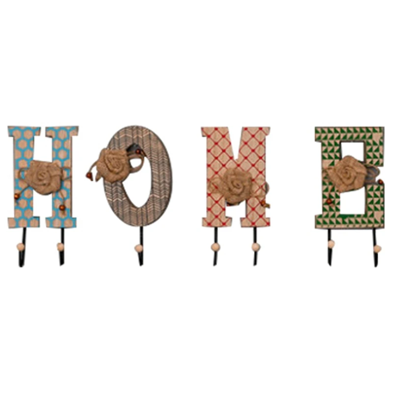 

Creative Wall Hooks Set Letter Decorative Novelty Wood Alphabet Hooks Wall Hanger Bathroom Decoration Hanging Storage Rack