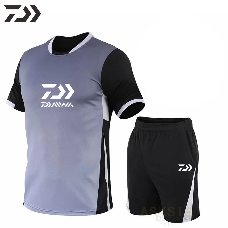 

Summer Fishing Suit Men Daiwa Thin Short Sleeve Fishing Set Gamakatsu Anti-sweat Breathable Quick Dry Outdoor Sport Fishing Wear