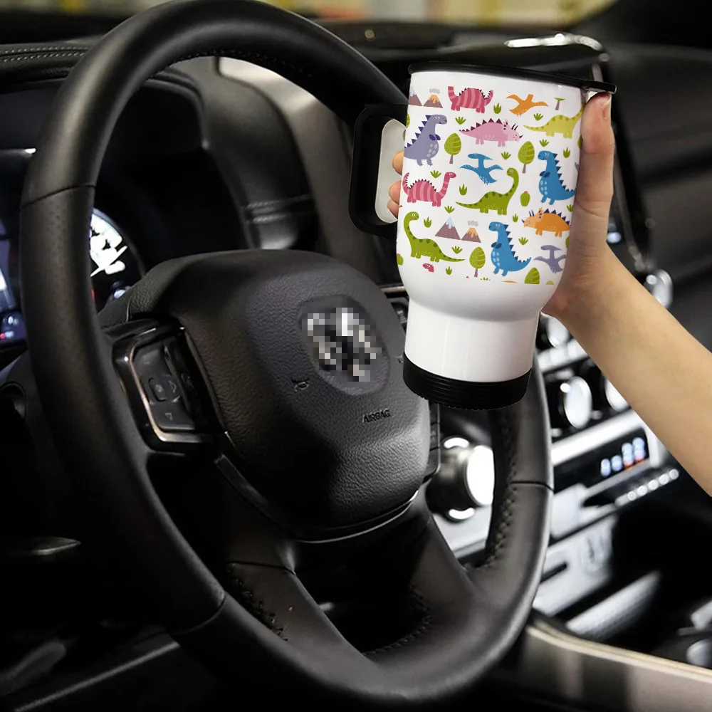 Кружки для путешествий с изображением милого динозавра Мультяшные кружки