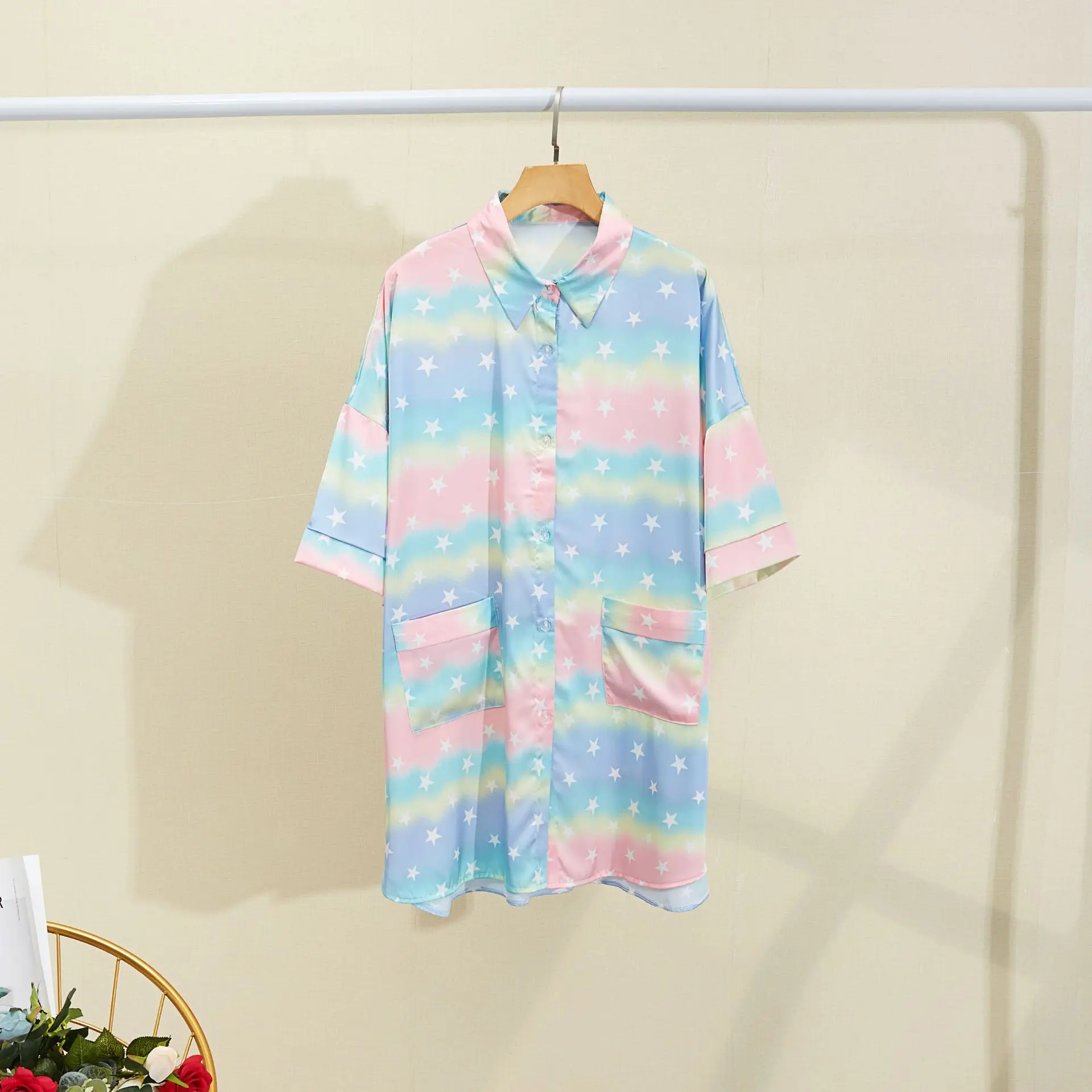 Женская шелковая тонкая ночная рубашка FZSLCYIYI летняя и осенняя с коротким рукавом