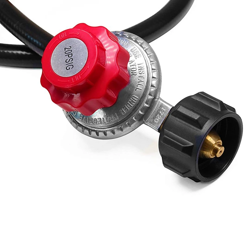 Регулятор высокого давления пропана 0-20 Psi с регулировкой и шлангом Qcc1/Type1 длиной 4 фута - подходит для горелки, печи для жарки индейки и копчения.
