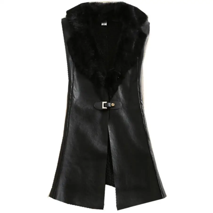 Женский бархатный жилет из искусственной кожи размера плюс 5XL длинный уличная