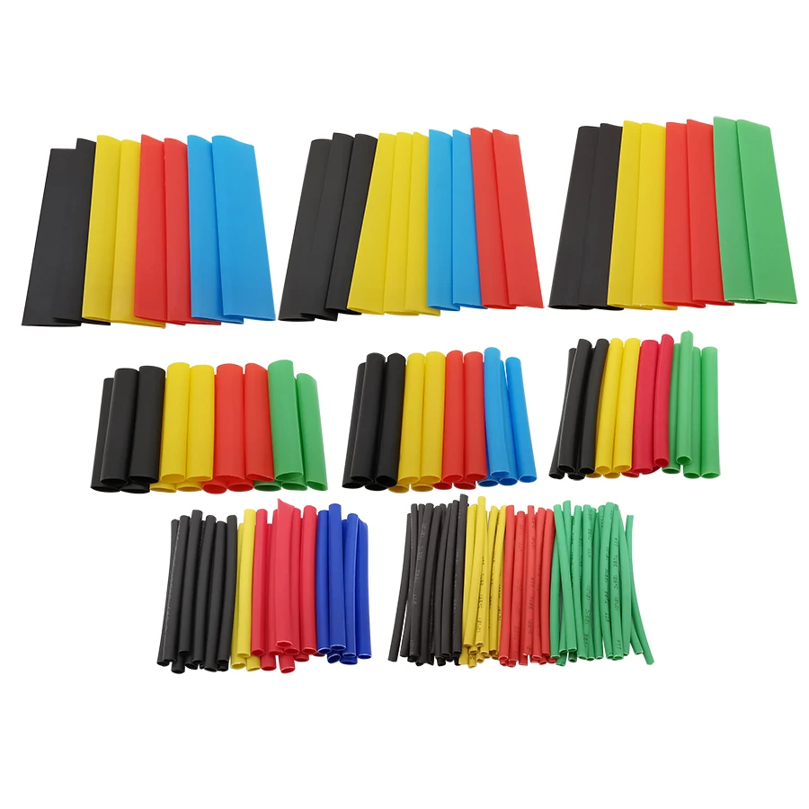 

164Pcs/Set Heat Shrink Tube Kit Polyolefin Shrinking Assorted Heat Shrinkable Tube Wire Cable Insulated Sleeving Tubing 8 Sizes