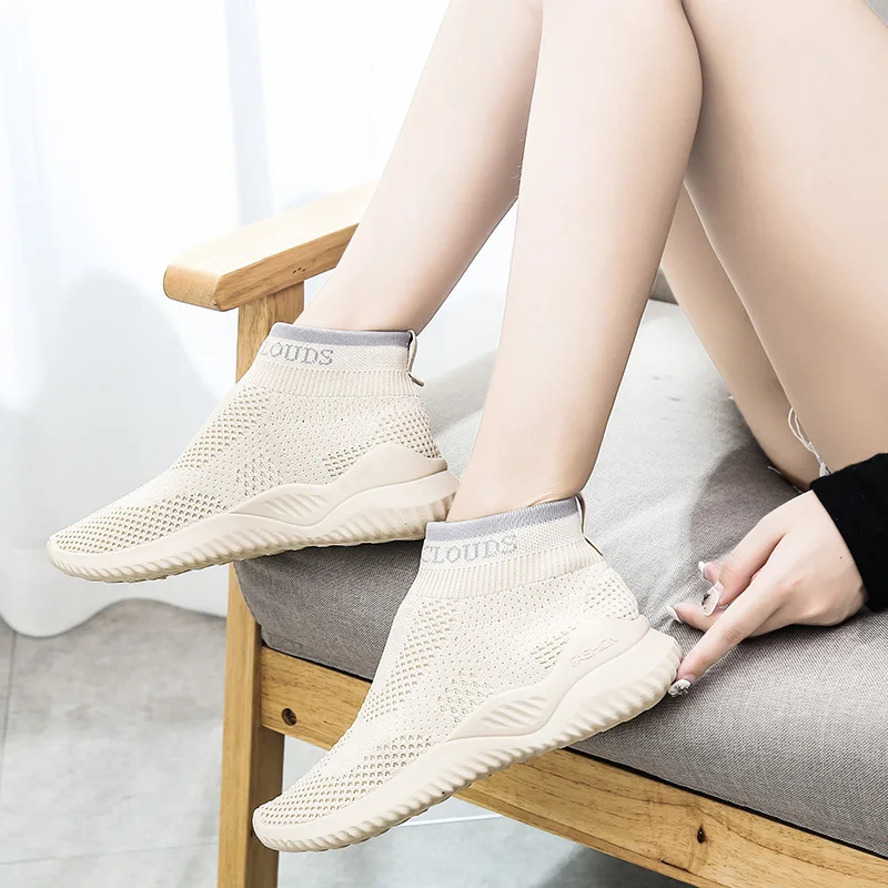 NIKEZI/высокие носки легкая обувь без шнуровки уличные модные прогулочные ботинки