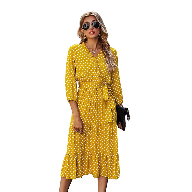 

2021 Summer New Classic Polka Dot Print High Waist Dress Ladies Fashion Trend Elegant Lady Style Temperament A-line Skirt T10