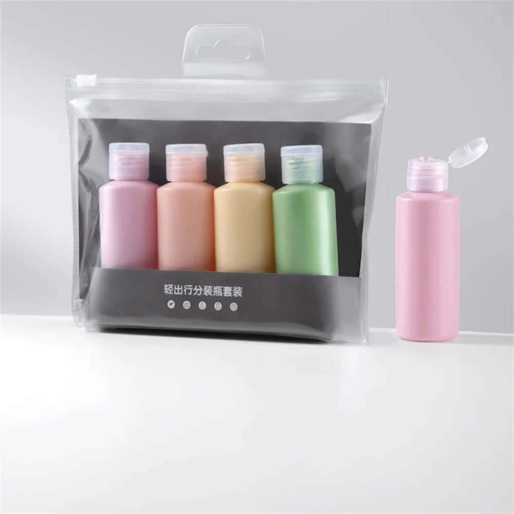 

3/4PCS 50/60ml Hose Squeeze Bottles Empty DIY Lotion Shampoo Facial Cleanser Refillable Storage Bottles Portable Travel Wash Bag