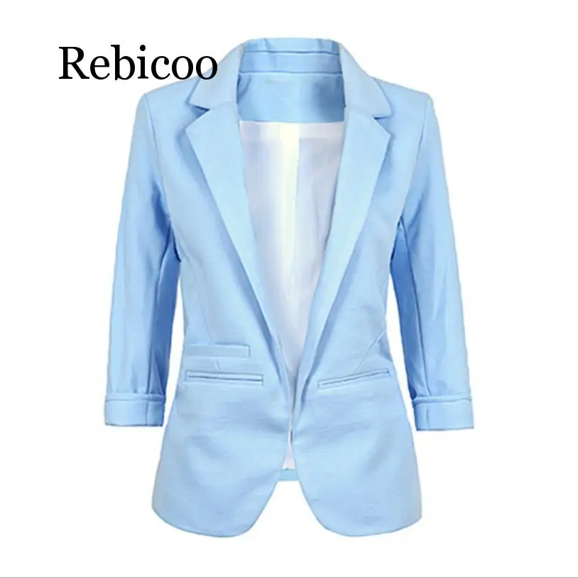 

Women Formal Jackets Office Work Open Front Notched Blazer autumn Slim Fit Blazer white Ladies Blazer sky blue office lady