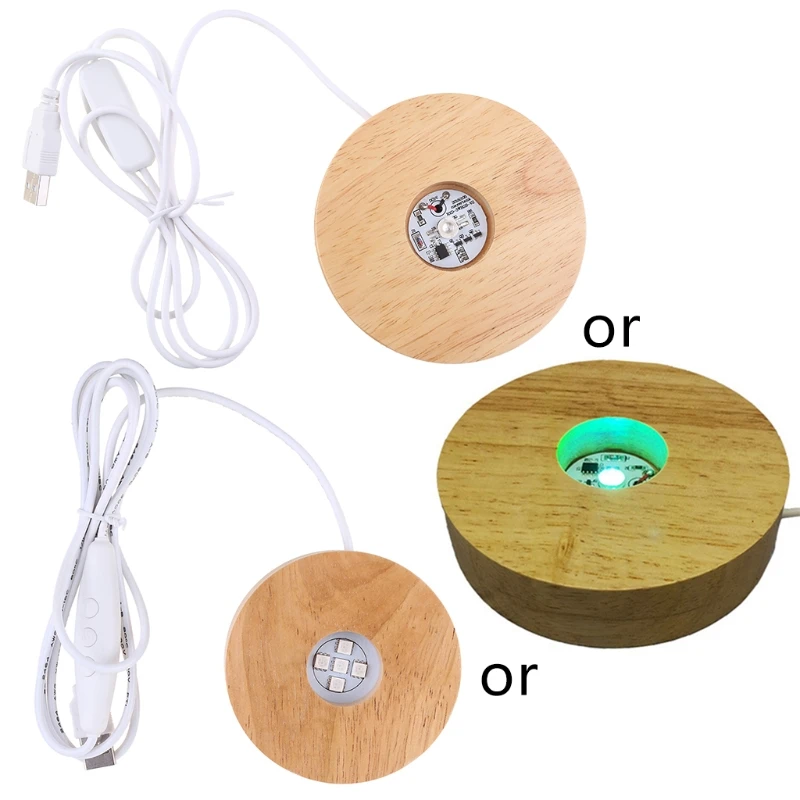 

Светящиеся основания из массива дерева для бара, прозрачная кристальная основа для прозрачных объектов, круглые держатели для фотографий