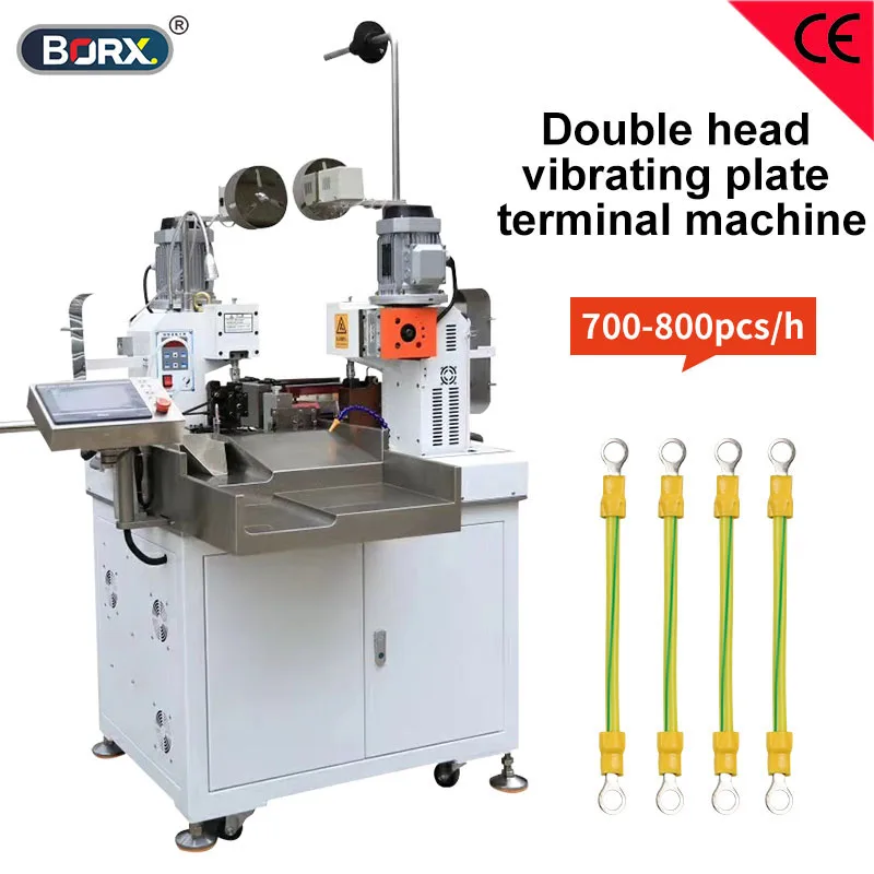 

Fully automatic double head vibrating plate feeding terminal crimping machine two ends bulk insulated tubular crimping machine