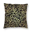 Черно-Золотая наволочка с рисунком королевских листьев роскошный художественный декоративный чехол для подушки для гостиной модный декоративный чехол для подушки