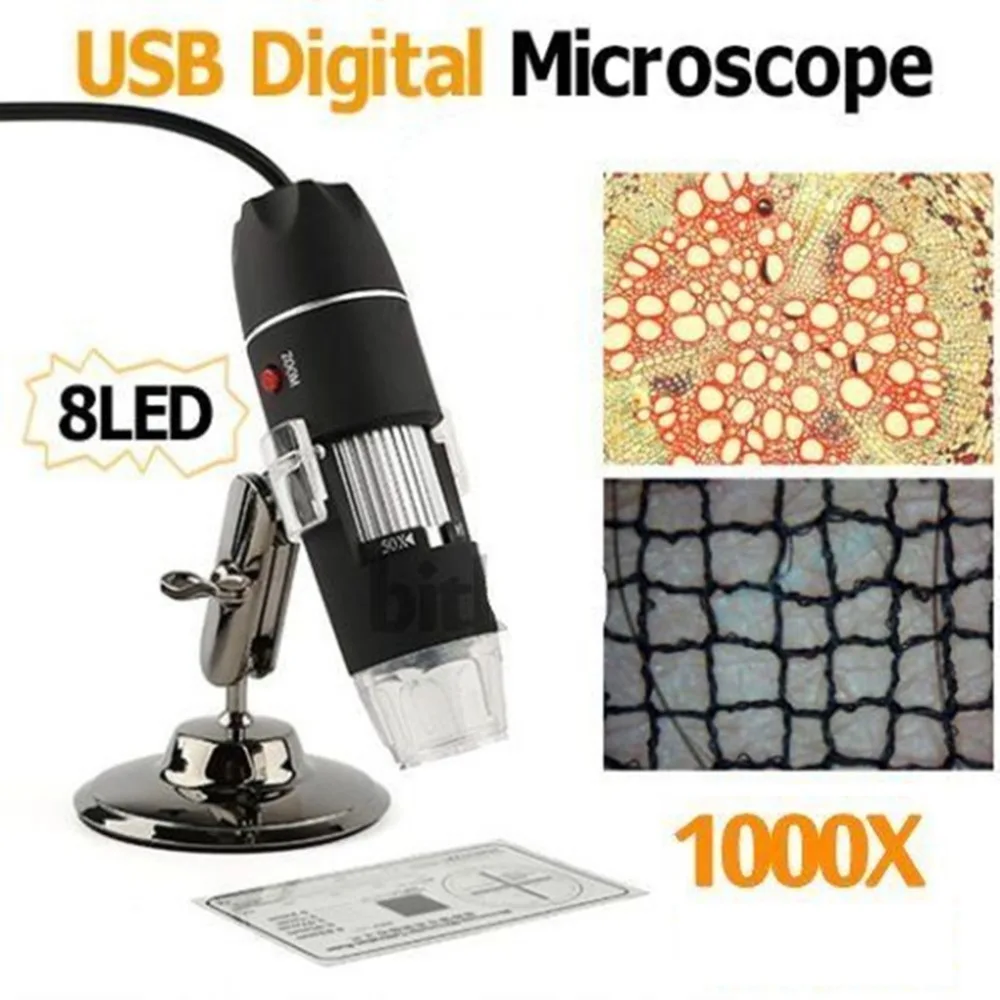 8LED Microscopio USB 1000X цифровой микроскоп с камерой Тринокулярный Para Electronica Biologico пайки