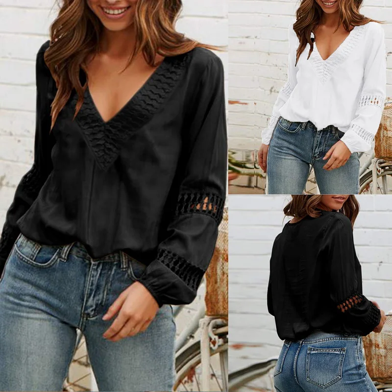 Женская Повседневная футболка с v образным вырезом принтом на рукаве белая