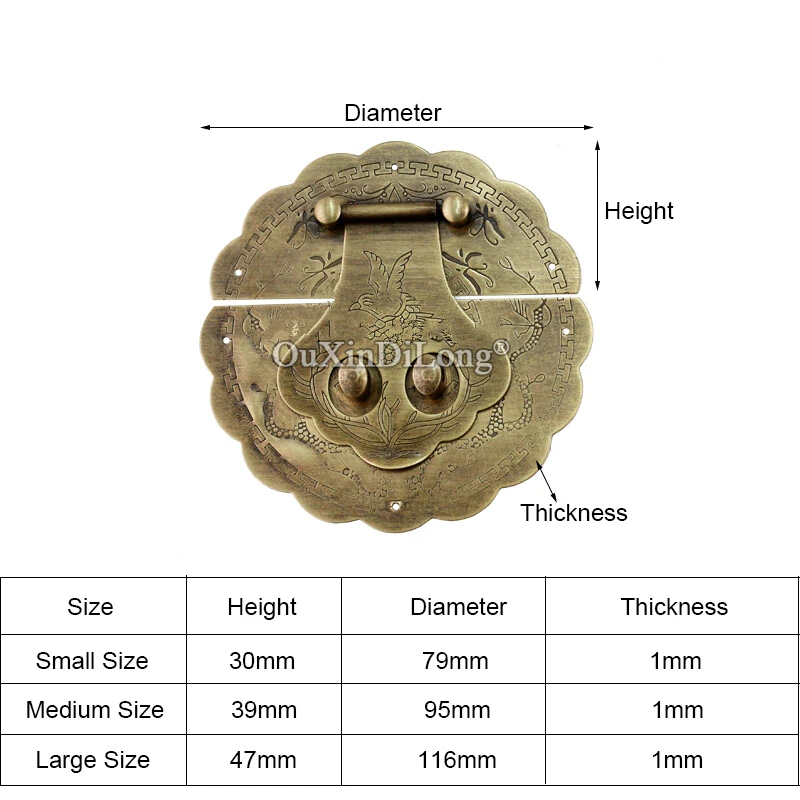 Европейские антикварные 2 шт Чистая латунь засов замка застежка ювелирных