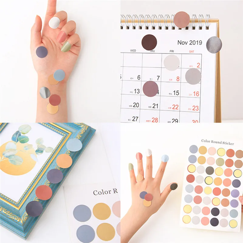 

48Pcs Stationery Dot Stickers Morandi Earth Color Moon Scrapbook Album Photo Wall Journal Making Coding Circle Dot Sticker Label