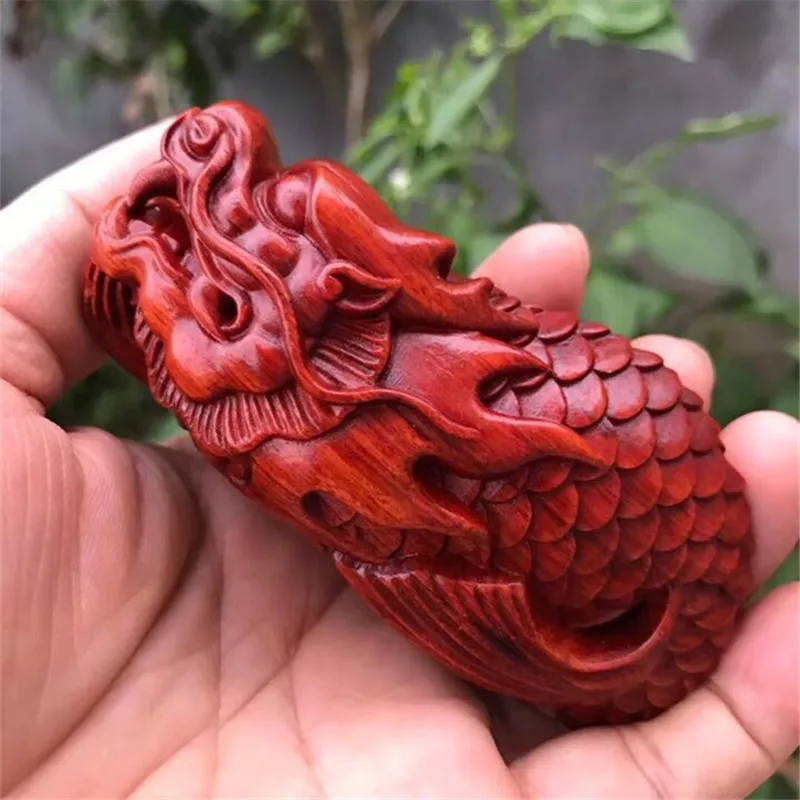 

Exquisite Blood wood Artistry Fish Transforming to Dragon Carp - Men's Crafted Collectible Animal Woodwork Carving Decor