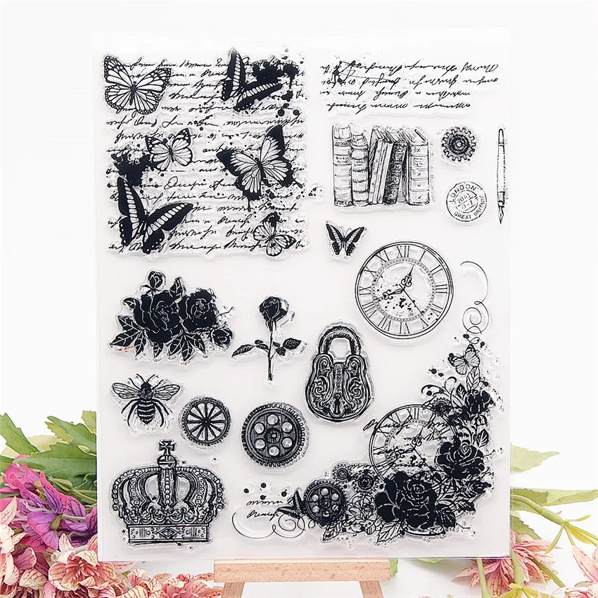 17x21 5 см прозрачная печать в виде ключа бабочки прозрачные штампы режущие