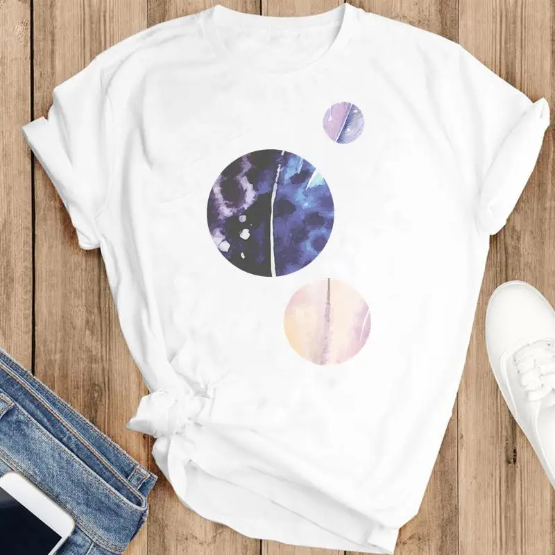 

Women Sweet Cartoon Beach Ladies Holiday Clothing Fashion Summer Lovely Clothes Print Short Sleeve Tops Tees Tshirt T-Shirt