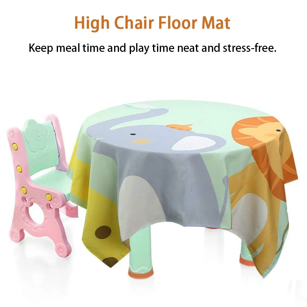 

Dining Multipurpose Feeding Protector Baby Kids Polyester Waterproof Easy Clean Non Slip Animal Print High Chair Floor Mat