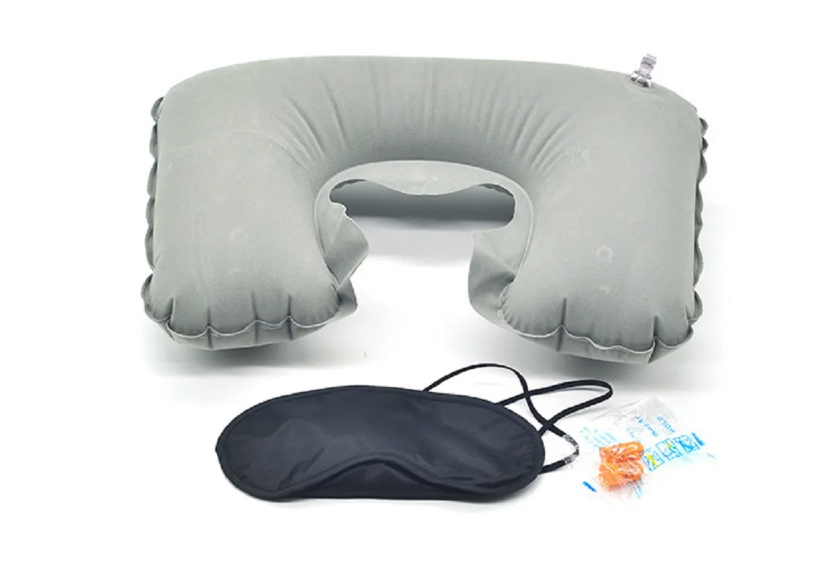 CAMMITEVER 3Pcs Inflatable U Shaped Pillow Earplug Eyeshade Car Head Neck Rest Air Cushion for Travel Support | Дом и сад
