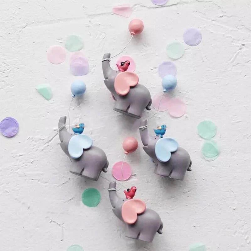 

Picks Toppers Resin Cute Elephant Shape Dessert Table Decor Resin balloon baby elephant Dessert table decoration