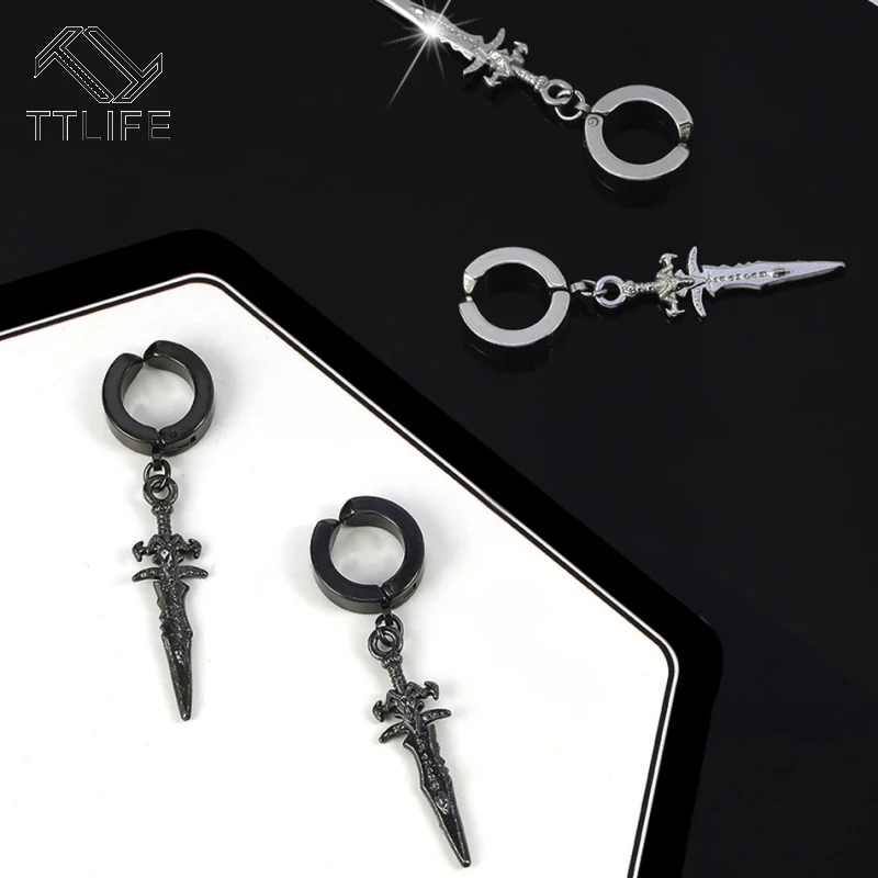 TTLIFE Мужские Винтажные серьги в стиле хип-хоп крест из нержавеющей стали