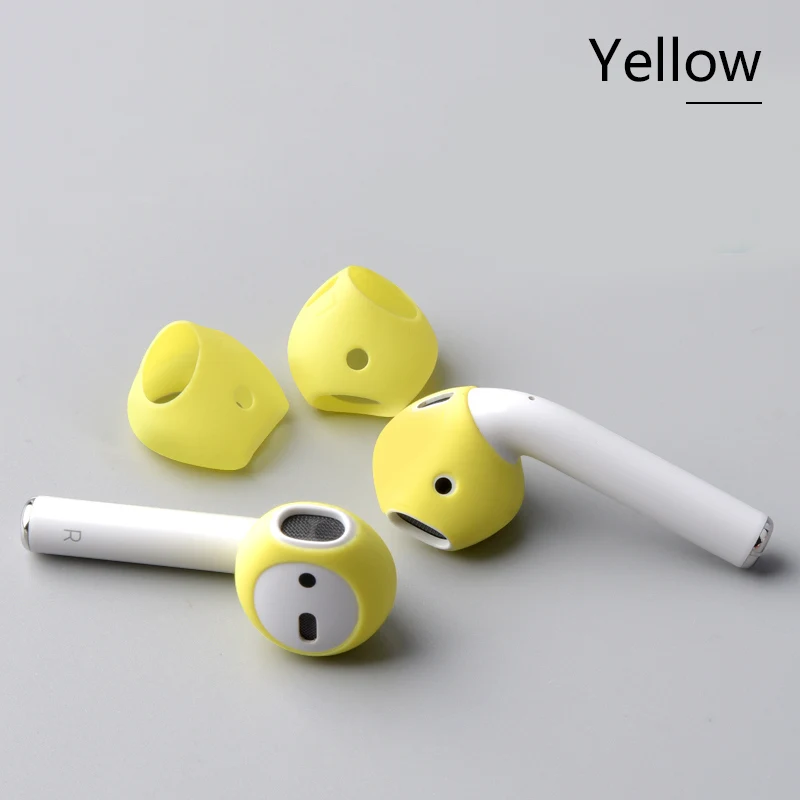 yellow 2 пары мягкий ультра тонкий Противоскользящий силиконовый чехол полное покрытие для Apple AirPods 1 2 Earpods Модные цветные наушники - Цвет: yellow
