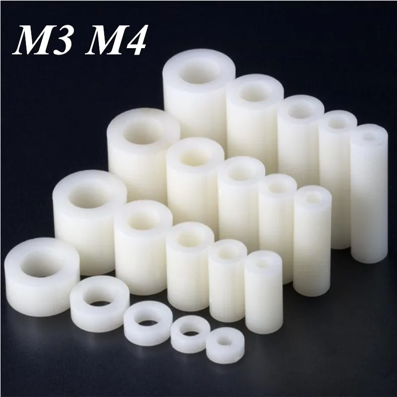 

100pcs M3 M4 Nylon spacer ouble-pass standoff Non-Threaded Through column Plastic Washer for PC board Hollow isolation support