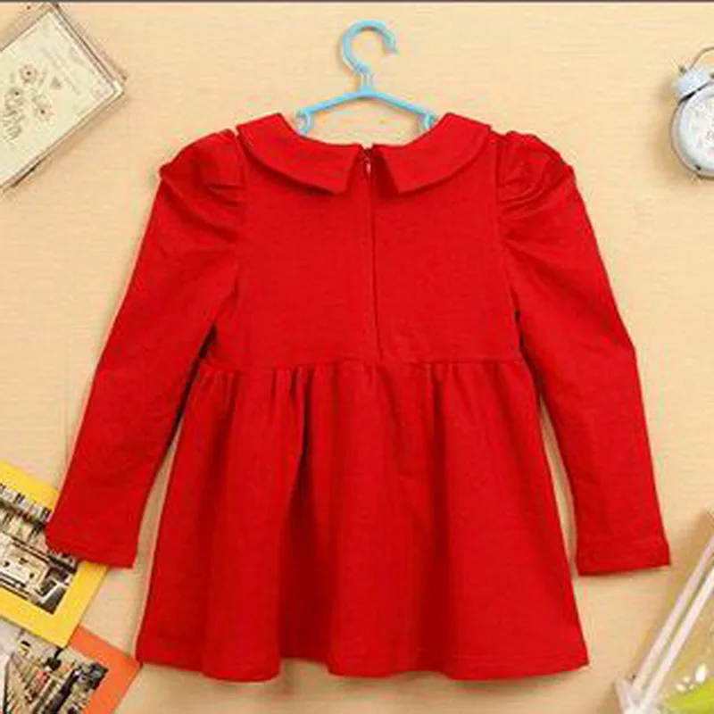 Красное зимнее платье принцессы для девочек хлопковое детское осеннее с длинным