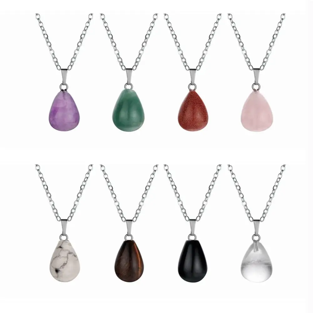 ASHMITA женский кулон в виде капли воды из натурального камня круглые подвески