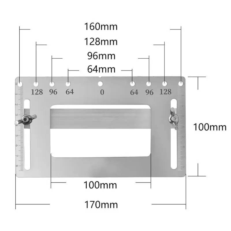 

Stainless Steel Door Cabinet Furniture Handle Punch Locator Template Gauge Drill Guiding Multifunction Woodworking Tool