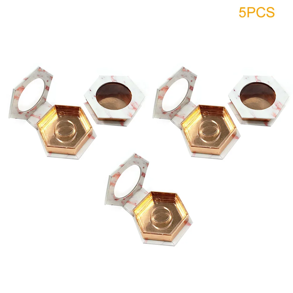 

5pcs Gift Travel Hexagonal Case Mini Portable False Eyelash Packaging Box Home Organizer Storage Holder Easy Use Makeup Empty