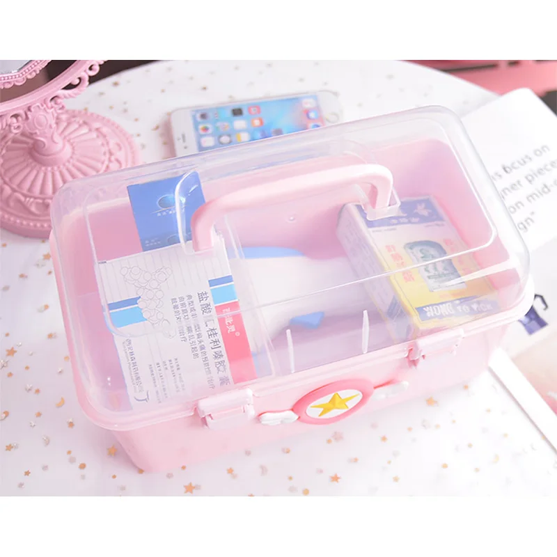 Мультяшная красивая коробка для хранения Настольная портативная медицинская