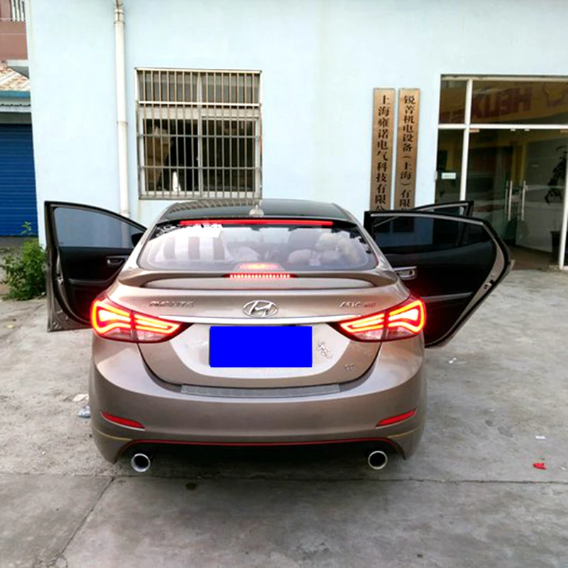 Для Hyundai Elantra спойлер 2012-2017 со светодиодной подсветкой ABS Материал задний бампер