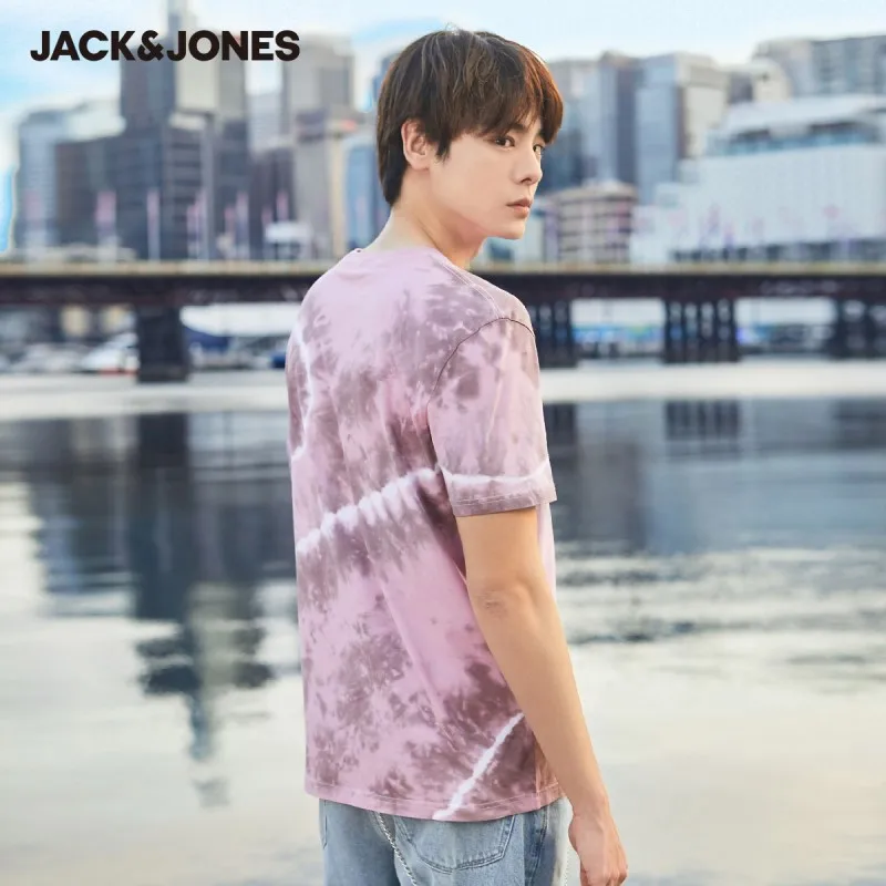 Мужская эластичная футболка с короткими рукавами JackJones 100% хлопок круглым вырезом